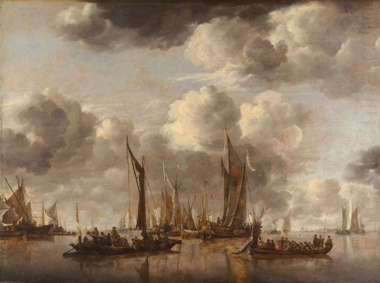 Shipping Scene with a Dutch Yacht Firing a Salut (mk08), Jan van de Capelle